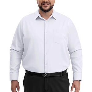 Alimens & Gentle Big and Tall Dress Shirts for Men with Pocket(2XL-6XL B＆T) | 4-Way Stretch,Wrinkle-Free,Soft,Breathable,Business Casual,Office Work,Wedding,Formal Event,Interview,Polyester Spandex(White)