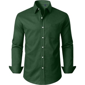 Alimens & Gentle Mens Oxford Button Down Shirt with Pocket | Stretch Fabric,Wrinkle Free,Regular Fit,Classic,Business Casual,Wedding(Dark Green)