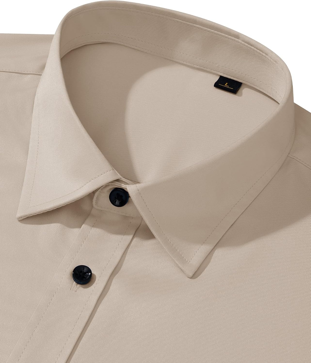 image:imageMens Dress Shirt Long Sleeve Wrinkle Free Stretch Button Down Shirts Non Iron Regular Fit Solid Color Button Up for Business Casual Wedding Office Work Party Dating Interview Meeting FormalTan
