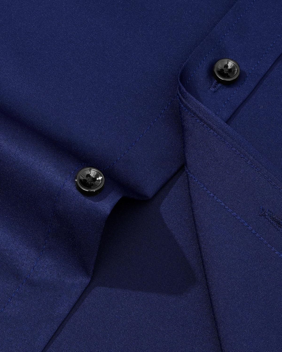 image:imageMens Dress Shirt Long Sleeve Wrinkle Free Stretch Button Down Shirts Non Iron Regular Fit Solid Color Button Up for Business Casual Wedding Office Work Party Dating Interview Meeting FormalNavy Blue