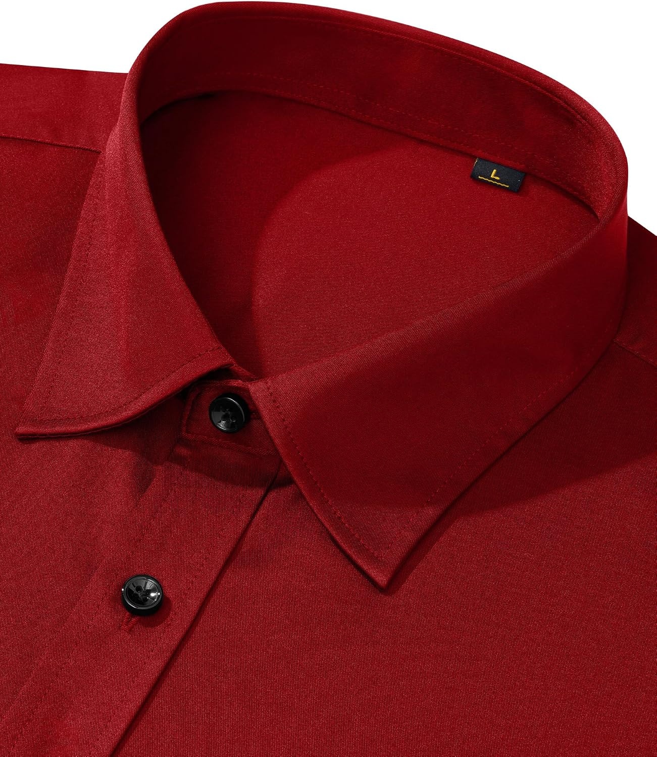 image:imageMens Dress Shirt Long Sleeve Wrinkle Free Stretch Button Down Shirts Non Iron Regular Fit Solid Color Button Up for Business Casual Wedding Office Work Party Dating Interview Meeting FormalRed