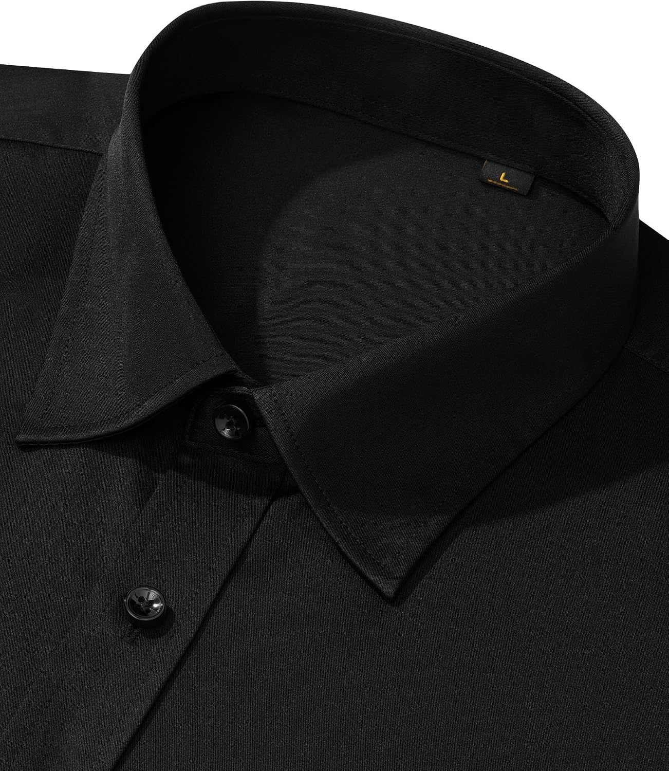 image:imageMens Dress Shirt Long Sleeve Wrinkle Free Stretch Button Down Shirts Non Iron Regular Fit Solid Color Button Up for Business Casual Wedding Office Work Party Dating Interview Meeting FormalBlack