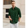 Alimens & Gentle Mens Oxford Shirt Casual Stretch Long Sleeve Dress Shirt | Smart Casual Tops, Wrinkle Resistant, Solid, Untucked Fit, with Chest Pocket, Cotton Blend, Casual Formal Business Occasions(Dark Green)