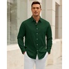 Alimens & Gentle Mens Oxford Shirt Casual Stretch Long Sleeve Dress Shirt | Smart Casual Tops, Wrinkle Resistant, Solid, Untucked Fit, with Chest Pocket, Cotton Blend, Casual Formal Business Occasions(Dark Green)
