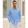 Alimens & Gentle Mens Oxford Shirt Casual Stretch Long Sleeve Dress Shirt | Smart Casual Tops, Wrinkle Resistant, Solid, Untucked Fit, with Chest Pocket, Cotton Blend, Casual Formal Business Occasions(Blue)