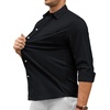 Alimens & Gentle Mens Oxford Shirt Casual Stretch Long Sleeve Dress Shirt | Smart Casual Tops, Wrinkle Resistant, Solid, Untucked Fit, with Chest Pocket, Cotton Blend, Casual Formal Business Occasions(Black)