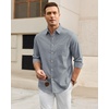 Alimens & Gentle Mens Oxford Shirt Casual Stretch Long Sleeve Dress Shirt | Smart Casual Tops, Wrinkle Resistant, Solid, Untucked Fit, with Chest Pocket, Cotton Blend, Casual Formal Business Occasions(Grey)