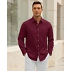 Alimens & Gentle Mens Oxford Shirt Casual Stretch Long Sleeve Dress Shirt | Smart Casual Tops, Wrinkle Resistant, Solid, Untucked Fit, with Chest Pocket, Cotton Blend, Casual Formal Business Occasions(Burgundy)