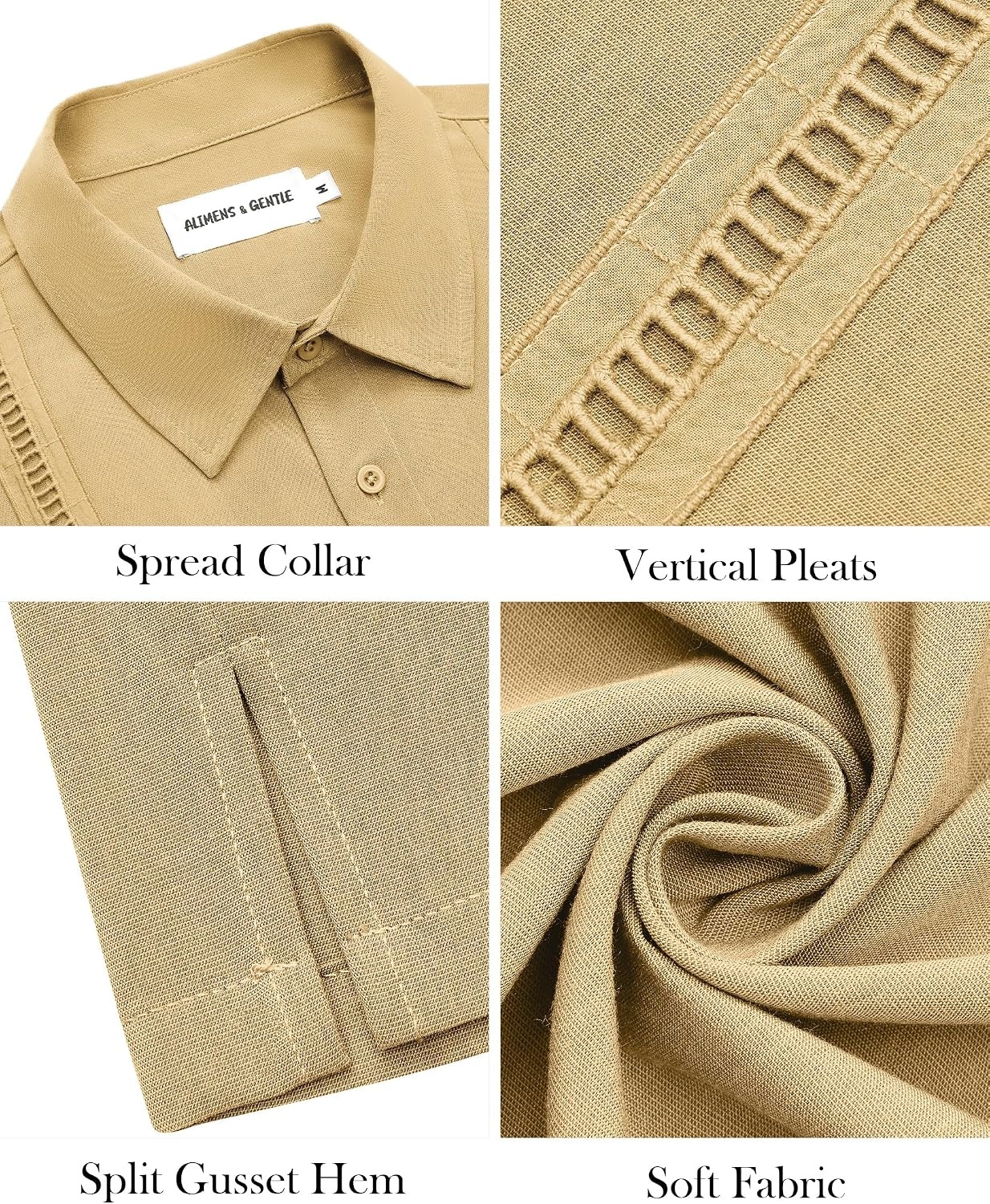 image:imageMens Cuban Guayabera Short Sleeve Button Down Shirt Casual Beach Summer Lightweight Breathable Collared Untucked Daily Wear Cruise Dinner Resort Walk Vacation Party Wedding SolidYellow