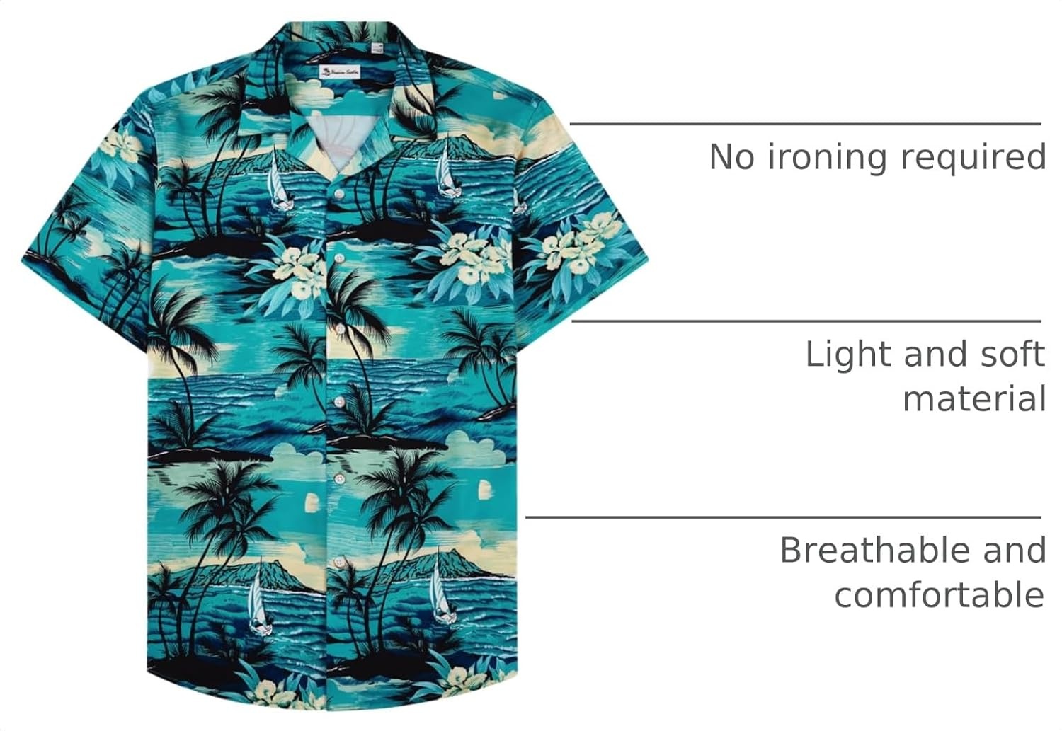image:imageMens Hawaiian Shirt Summer Beach Casual Short Sleeve Button Down Shirts Aloha Tropical Print Cuban Collar Relaxed Fit for Vacation Beach Party Luau Cruise Holiday Summer Outdoor WeddingDark Green Beach