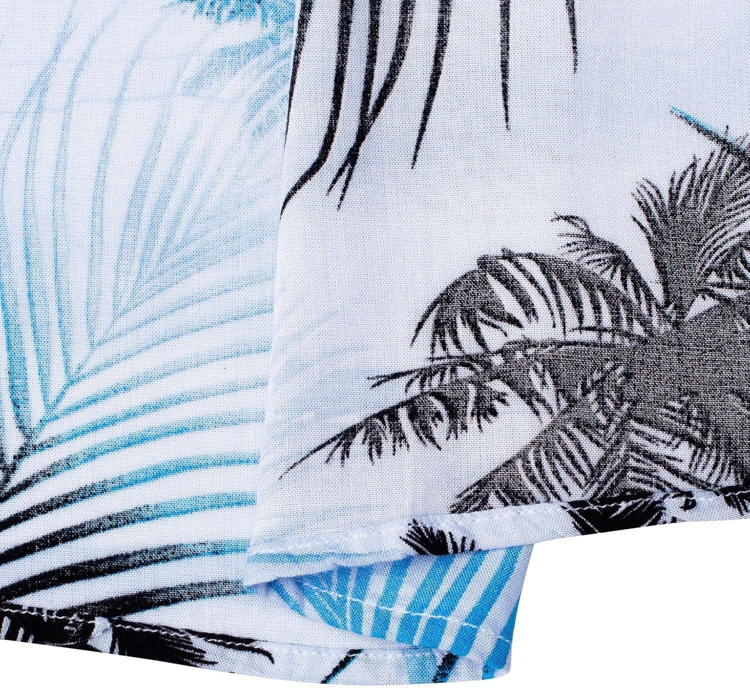 image:imageMens Hawaiian Shirt Summer Beach Casual Short Sleeve Button Down Shirts Aloha Tropical Print Cuban Collar Relaxed Fit for Vacation Beach Party Luau Cruise Holiday Summer Outdoor WeddingBlue White Palm