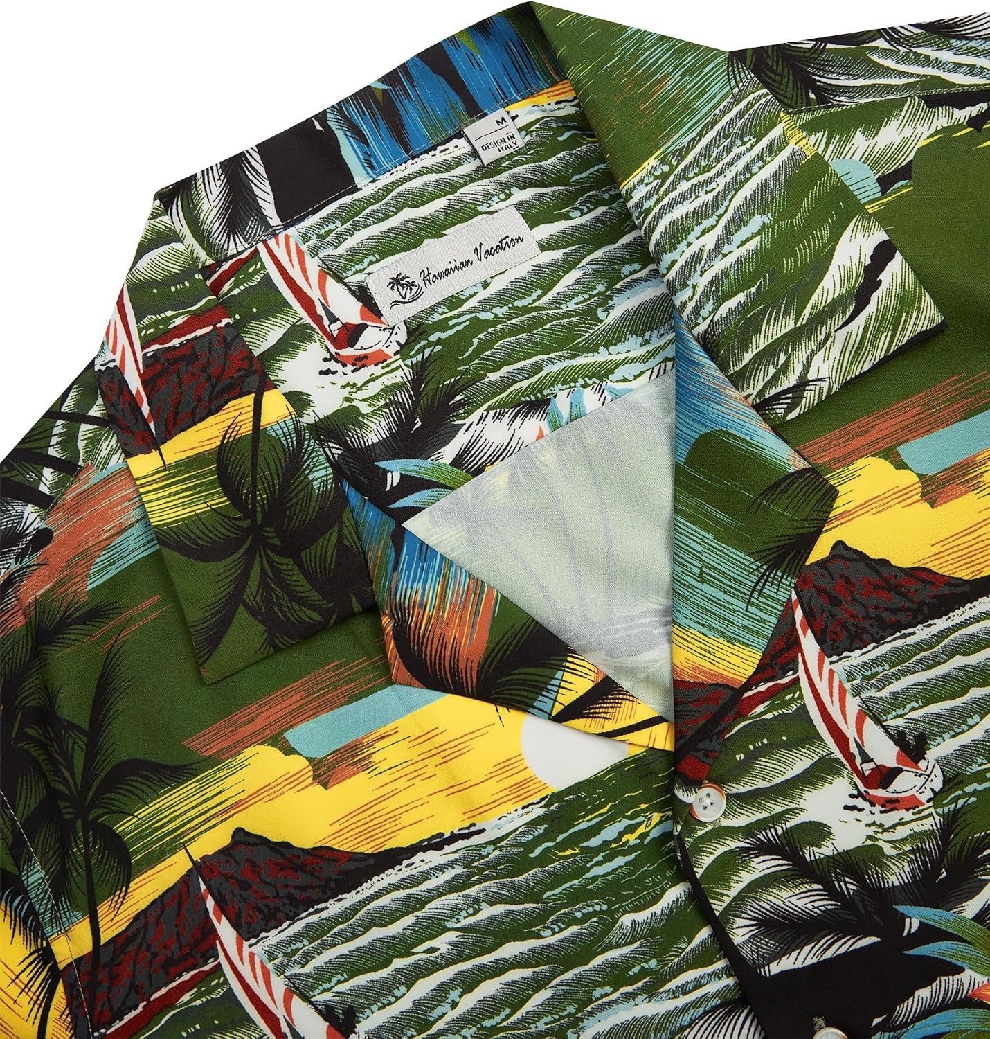 image:imageMens Hawaiian Shirt Summer Beach Casual Short Sleeve Button Down Shirts Aloha Tropical Print Cuban Collar Relaxed Fit for Vacation Beach Party Luau Cruise Holiday Summer Outdoor WeddingBrown Green Beach
