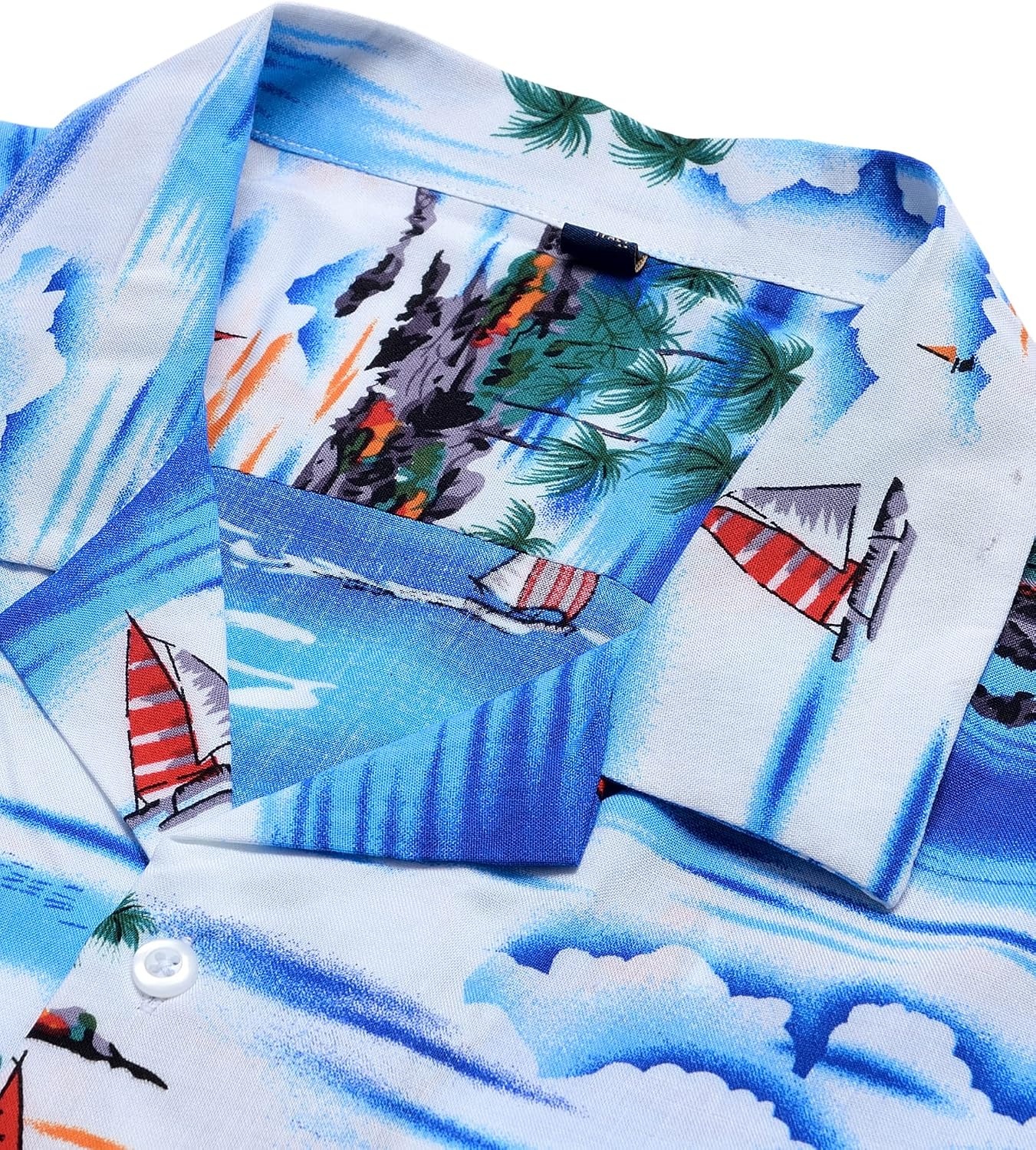 image:imageMens Hawaiian Shirt Summer Beach Casual Short Sleeve Button Down Shirts Aloha Tropical Print Cuban Collar Relaxed Fit for Vacation Beach Party Luau Cruise Holiday Summer Outdoor WeddingBlue Sky