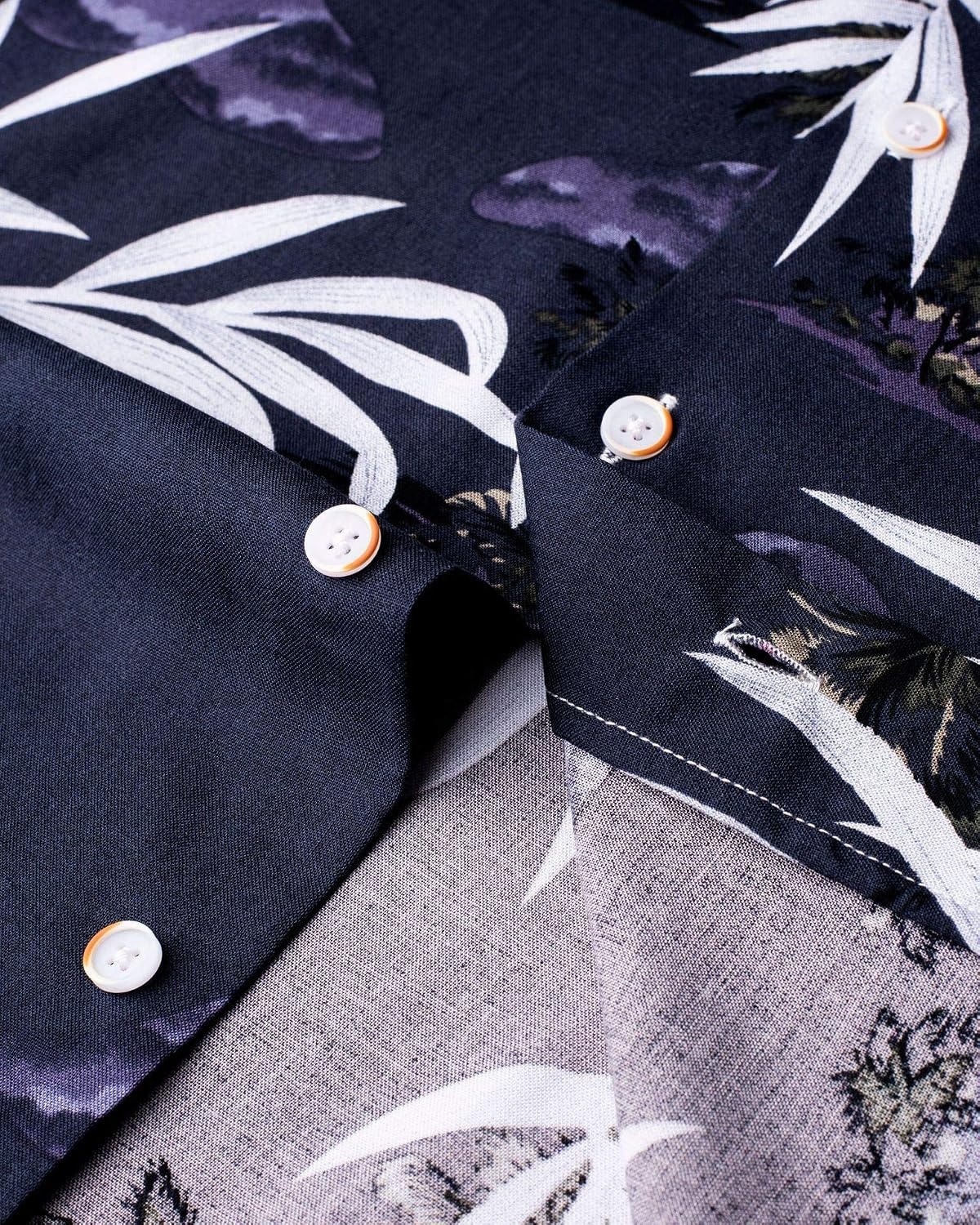 image:imageMens Hawaiian Shirt Summer Beach Casual Short Sleeve Button Down Shirts Aloha Tropical Print Cuban Collar Relaxed Fit for Vacation Beach Party Luau Cruise Holiday Summer Outdoor WeddingDark Purple