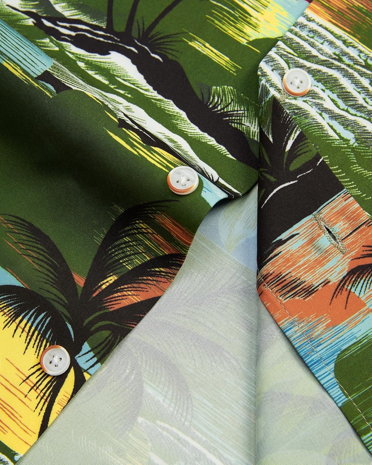 image:imageMens Hawaiian Shirt Summer Beach Casual Short Sleeve Button Down Shirts Aloha Tropical Print Cuban Collar Relaxed Fit for Vacation Beach Party Luau Cruise Holiday Summer Outdoor WeddingBrown Green Beach