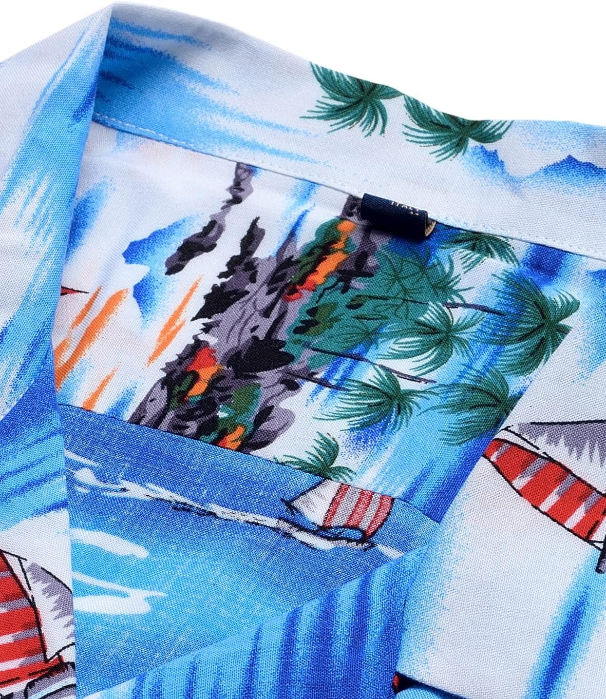 image:imageMens Hawaiian Shirt Summer Beach Casual Short Sleeve Button Down Shirts Aloha Tropical Print Cuban Collar Relaxed Fit for Vacation Beach Party Luau Cruise Holiday Summer Outdoor WeddingBlue Sky
