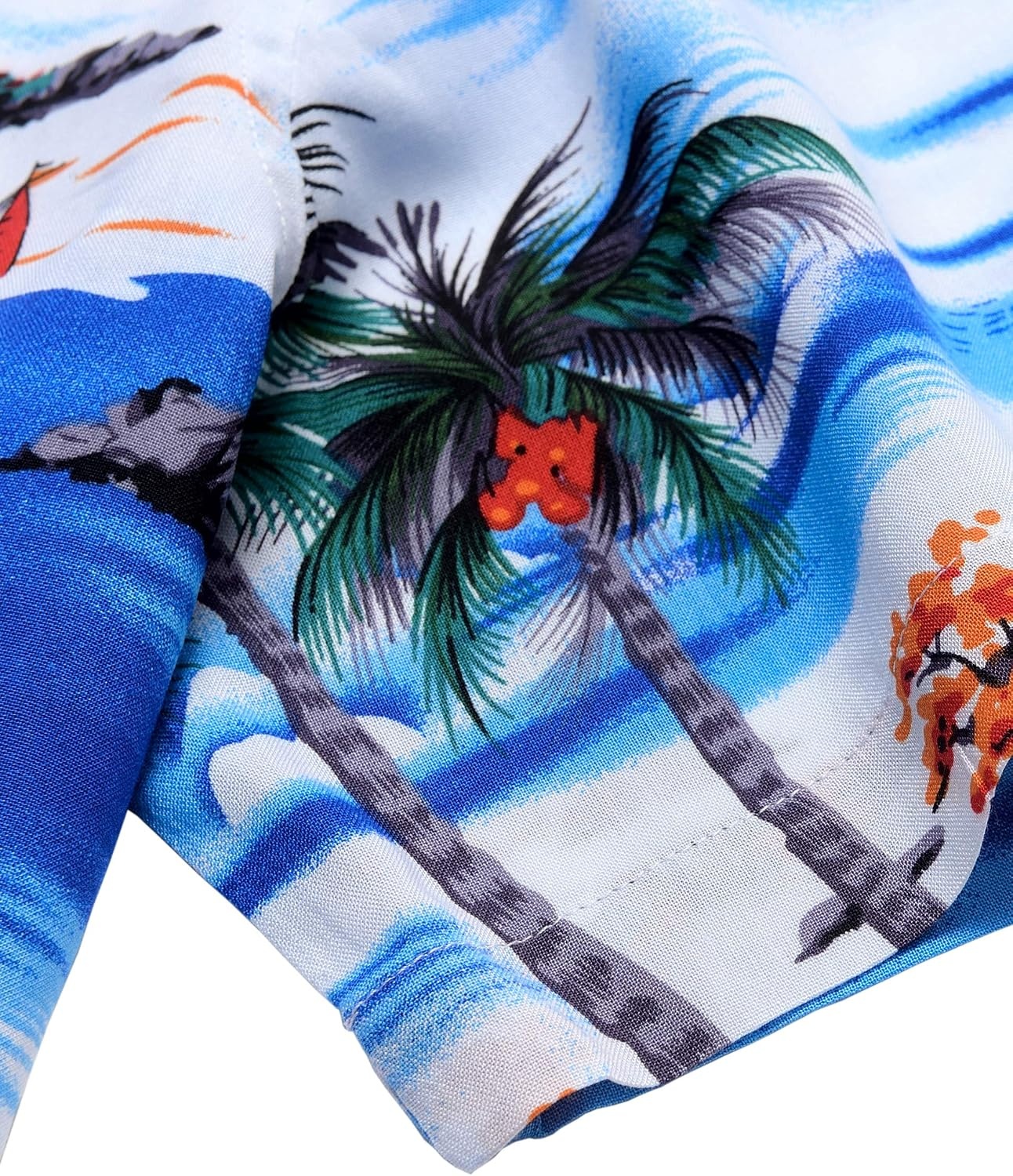 image:imageMens Hawaiian Shirt Summer Beach Casual Short Sleeve Button Down Shirts Aloha Tropical Print Cuban Collar Relaxed Fit for Vacation Beach Party Luau Cruise Holiday Summer Outdoor WeddingBlue Sky