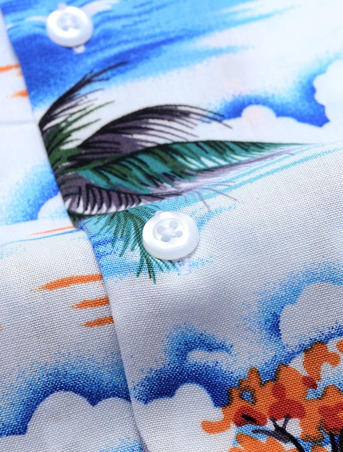 image:imageMens Hawaiian Shirt Summer Beach Casual Short Sleeve Button Down Shirts Aloha Tropical Print Cuban Collar Relaxed Fit for Vacation Beach Party Luau Cruise Holiday Summer Outdoor WeddingBlue Sky