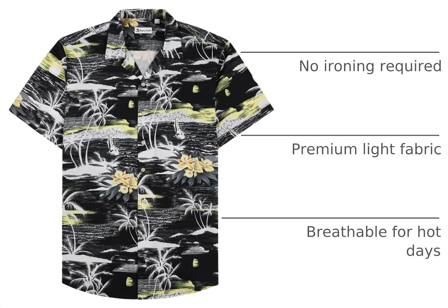 image:imageMens Hawaiian Shirt Summer Beach Casual Short Sleeve Button Down Shirts Aloha Tropical Print Cuban Collar Relaxed Fit for Vacation Beach Party Luau Cruise Holiday Summer Outdoor WeddingBlack Beach