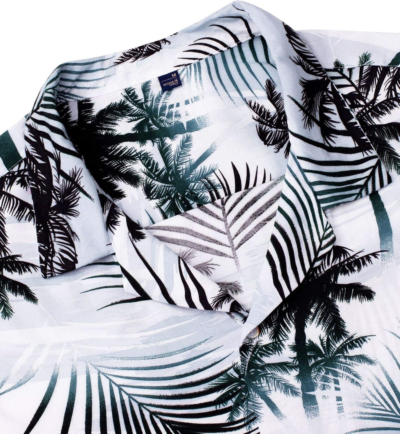 image:imageMens Hawaiian Shirt Summer Beach Casual Short Sleeve Button Down Shirts Aloha Tropical Print Cuban Collar Relaxed Fit for Vacation Beach Party Luau Cruise Holiday Summer Outdoor WeddingBlack White Palm