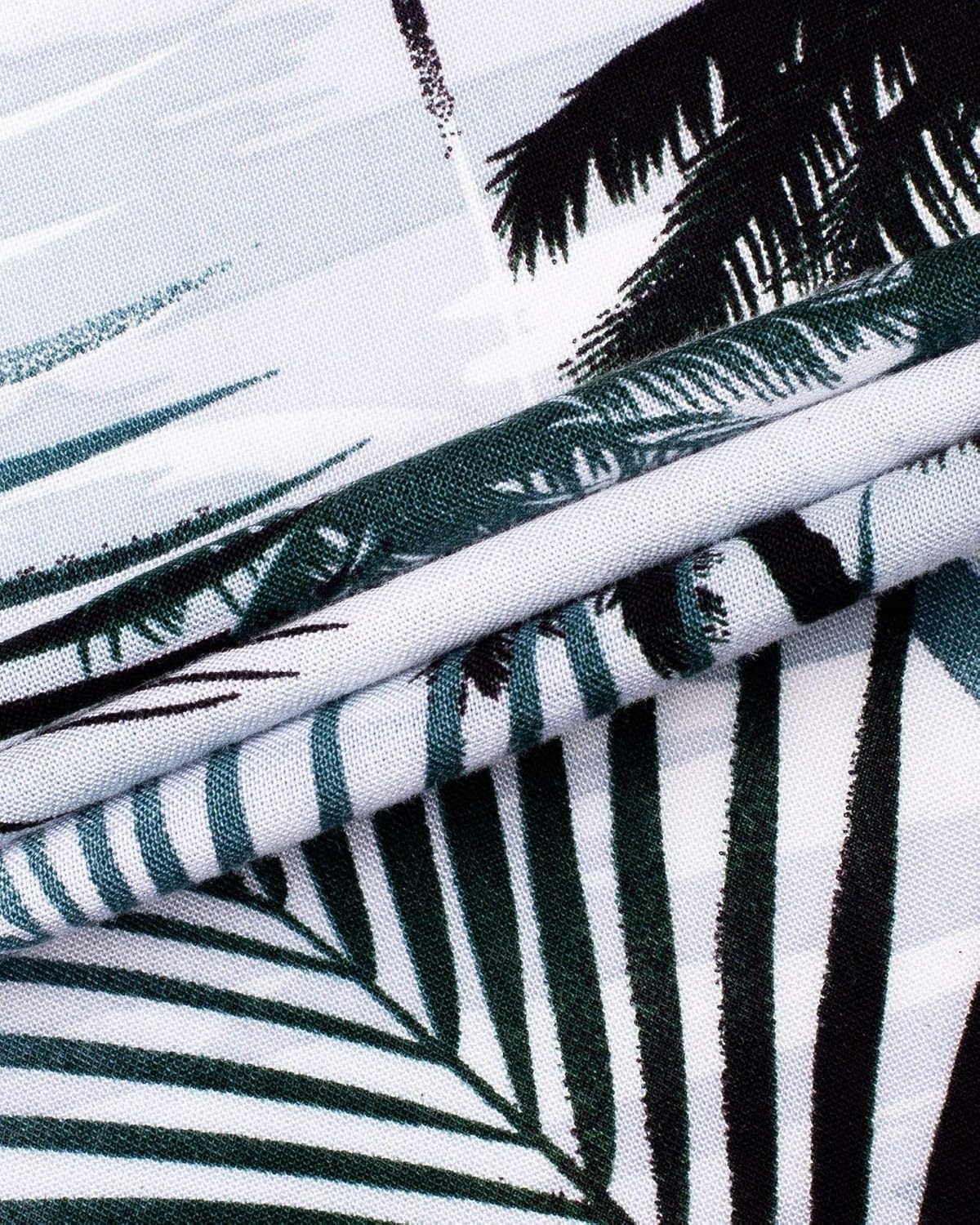 image:imageMens Hawaiian Shirt Summer Beach Casual Short Sleeve Button Down Shirts Aloha Tropical Print Cuban Collar Relaxed Fit for Vacation Beach Party Luau Cruise Holiday Summer Outdoor WeddingBlack White Palm