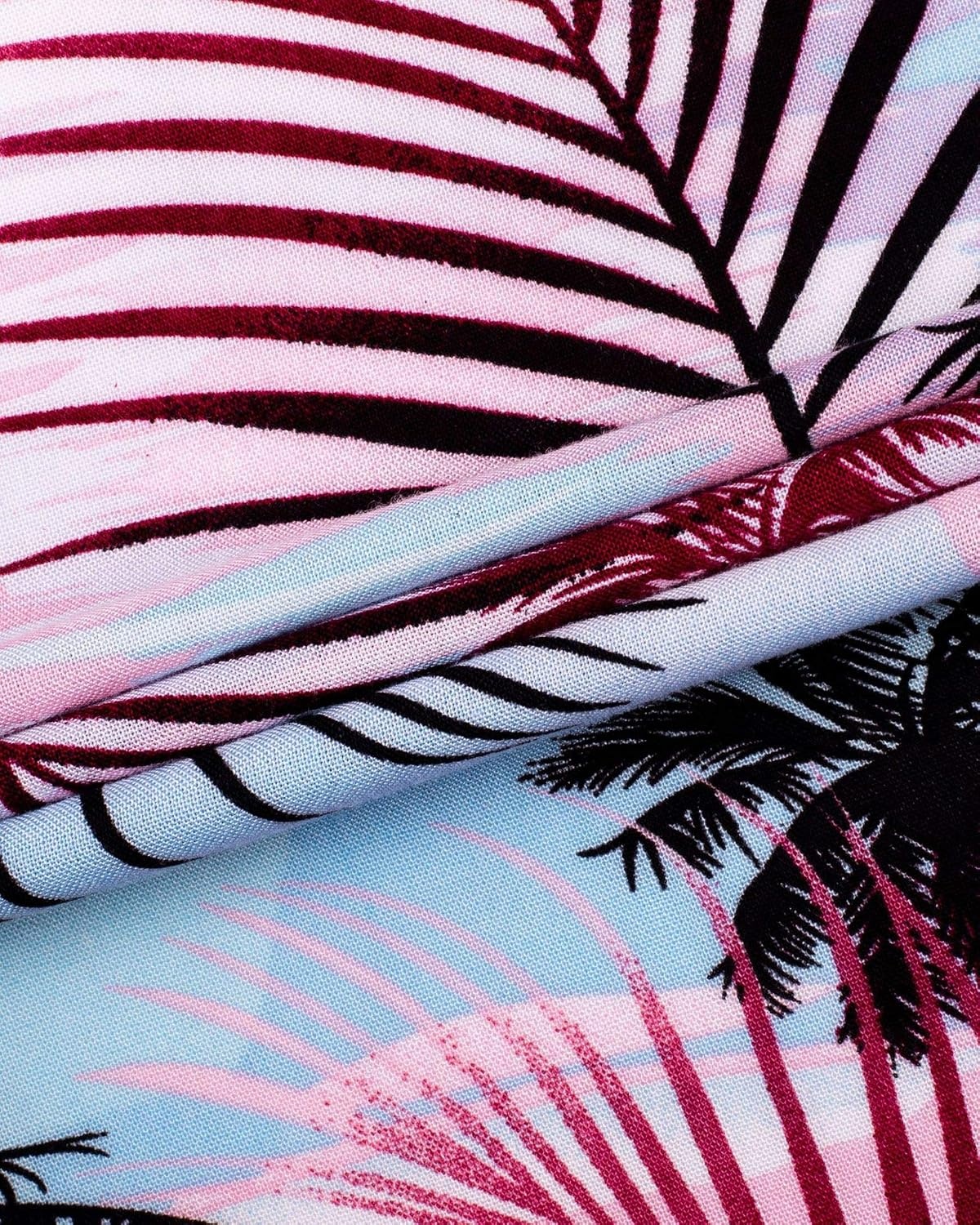 image:imageMens Hawaiian Shirt Summer Beach Casual Short Sleeve Button Down Shirts Aloha Tropical Print Cuban Collar Relaxed Fit for Vacation Beach Party Luau Cruise Holiday Summer Outdoor WeddingRosy White Palm