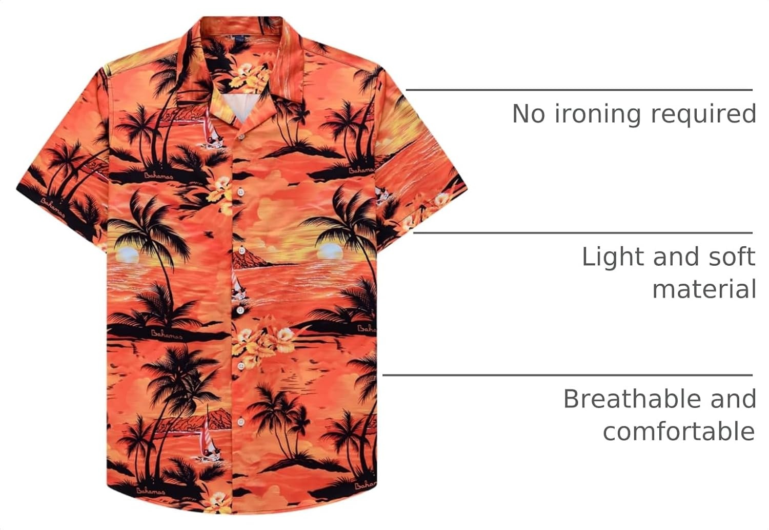 image:imageMens Hawaiian Shirt Summer Beach Casual Short Sleeve Button Down Shirts Aloha Tropical Print Cuban Collar Relaxed Fit for Vacation Beach Party Luau Cruise Holiday Summer Outdoor WeddingDusk