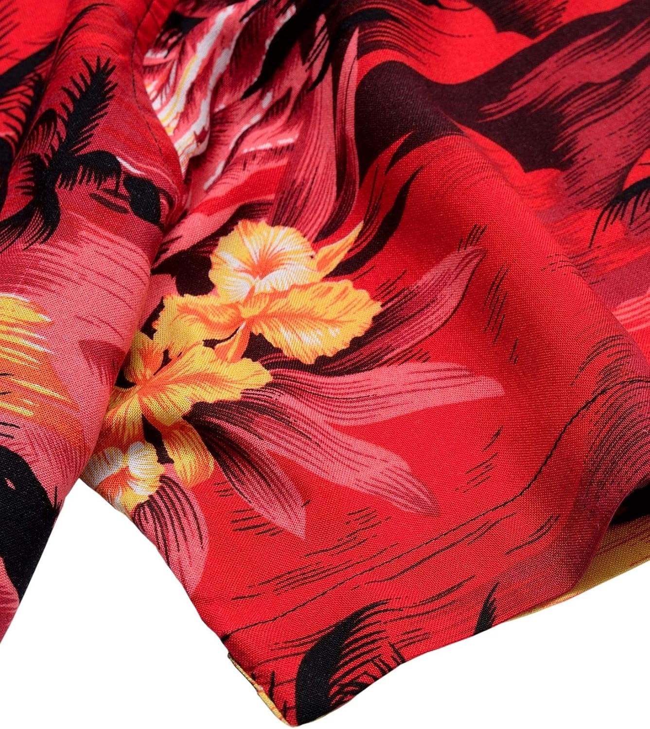 image:imageMens Hawaiian Shirt Summer Beach Casual Short Sleeve Button Down Shirts Aloha Tropical Print Cuban Collar Relaxed Fit for Vacation Beach Party Luau Cruise Holiday Summer Outdoor Wedding1609 Red