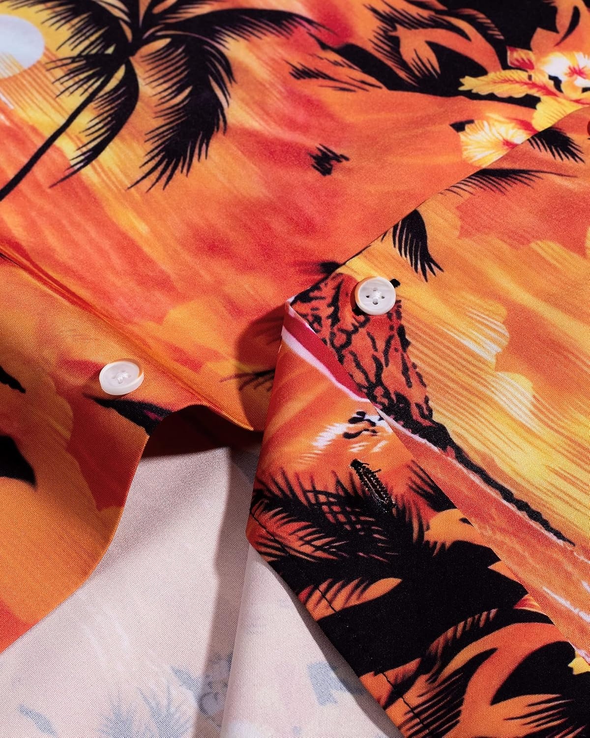 image:imageMens Hawaiian Shirt Summer Beach Casual Short Sleeve Button Down Shirts Aloha Tropical Print Cuban Collar Relaxed Fit for Vacation Beach Party Luau Cruise Holiday Summer Outdoor WeddingDusk