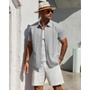 Mens Cuban Guayabera Short Sleeve Button Down Shirt Casual Beach Summer | Lightweight, Breathable, Collared, Untucked, Daily Wear, Cruise Dinner, Resort Walk, Vacation Party, Wedding, Solid(Light Grey)