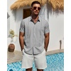 Mens Cuban Guayabera Short Sleeve Button Down Shirt Casual Beach Summer | Lightweight, Breathable, Collared, Untucked, Daily Wear, Cruise Dinner, Resort Walk, Vacation Party, Wedding, Solid(Light Grey)