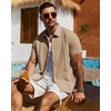 Mens Cuban Guayabera Short Sleeve Button Down Shirt Casual Beach Summer | Lightweight, Breathable, Collared, Untucked, Daily Wear, Cruise Dinner, Resort Walk, Vacation Party, Wedding, Solid(Kahki)