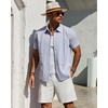 Mens Cuban Guayabera Short Sleeve Button Down Shirt Casual Beach Summer | Lightweight, Breathable, Collared, Untucked, Daily Wear, Cruise Dinner, Resort Walk, Vacation Party, Wedding, Solid(Sky Blue)