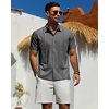 Mens Cuban Guayabera Short Sleeve Button Down Shirt Casual Beach Summer | Lightweight, Breathable, Collared, Untucked, Daily Wear, Cruise Dinner, Resort Walk, Vacation Party, Wedding, Solid(Deep Grey)