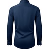 Mens Dress Shirts Wrinkle Free Stretch Long Sleeve Shirt Business Casual | wrinkle free stretch , breathable comfortable , spread collar regular fit , can be worn year-round , business meeting wedding(Navy Blue)