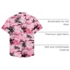 Mens Hawaiian Shirt Summer Beach Casual Short Sleeve Button Down Shirts | Aloha Tropical Print, Cuban Collar, Relaxed Fit, for Vacation Beach Party Luau, Cruise, Holiday, Summer Outdoor Wedding(Pink Beach)
