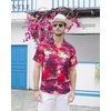 Mens Hawaiian Shirt Summer Beach Casual Short Sleeve Button Down Shirts | Aloha Tropical Print, Cuban Collar, Relaxed Fit, for Vacation Beach Party Luau, Cruise, Holiday, Summer Outdoor Wedding(1609 Red)