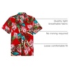 Mens Hawaiian Shirt Summer Beach Casual Short Sleeve Button Down Shirts | Aloha Tropical Print, Cuban Collar, Relaxed Fit, for Vacation Beach Party Luau, Cruise, Holiday, Summer Outdoor Wedding(Red Green)