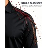Men’s Silk-Blend Dress Shirt Long Sleeve Regular Fit Button Down Shirts | Silk-blend fabric, Stain shield, French placket, Wrinkle resistance, Removable collar stays, Two-button adjustable cuffs(Black)