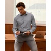 Men’s Silk-Blend Dress Shirt Long Sleeve Regular Fit Button Down Shirts | Silk-blend fabric, Stain shield, French placket, Wrinkle resistance, Removable collar stays, Two-button adjustable cuffs(Grey)
