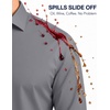 Men’s Silk-Blend Dress Shirt Long Sleeve Regular Fit Button Down Shirts | Silk-blend fabric, Stain shield, French placket, Wrinkle resistance, Removable collar stays, Two-button adjustable cuffs(Grey)