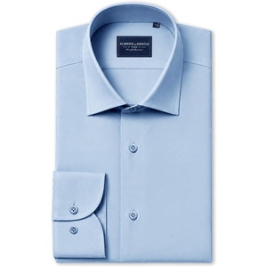 Men’s Silk-Blend Dress Shirt Long Sleeve Regular Fit Button Down Shirts | Silk-blend fabric, Stain shield, French placket, Wrinkle resistance, Removable collar stays, Two-button adjustable cuffs(Blue)