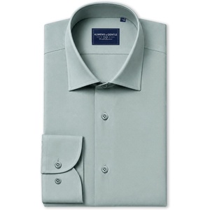 Men’s Silk-Blend Dress Shirt Long Sleeve Regular Fit Button Down Shirts | Silk-blend fabric, Stain shield, French placket, Wrinkle resistance, Removable collar stays, Two-button adjustable cuffs(Light Grey)