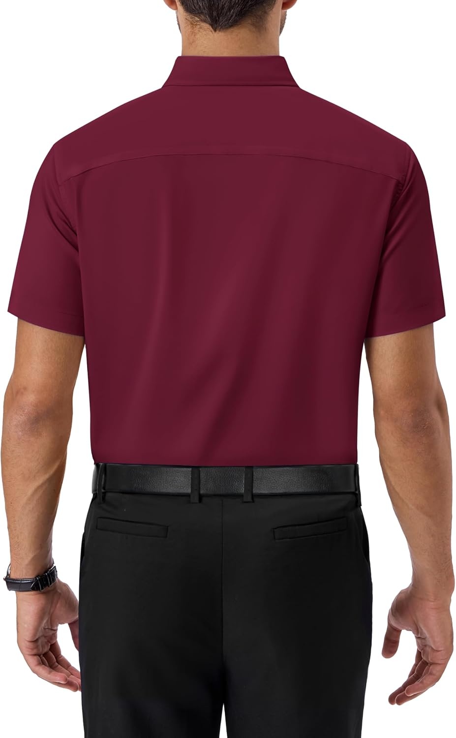 image:imageAlimens amp Gentle Mens Dress Shirt Short Sleeve Pocket Button Down ShirtBurgundy