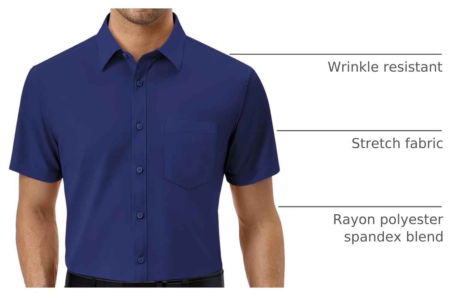 image:imageAlimens amp Gentle Mens Dress Shirt Short Sleeve Pocket Button Down ShirtNavy Blue