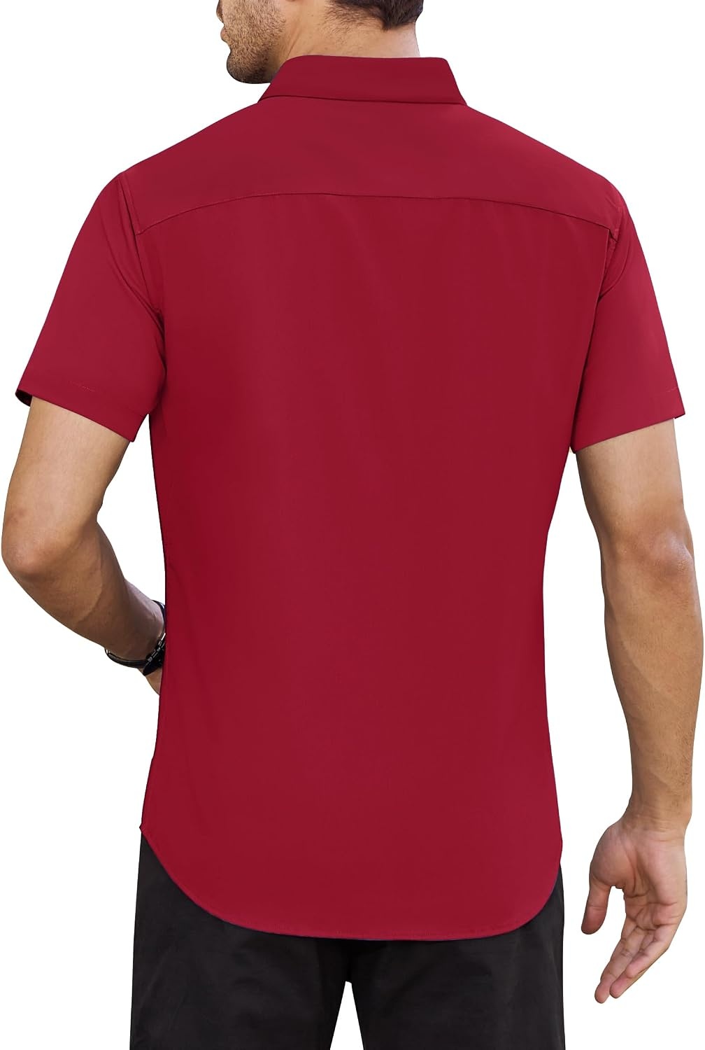 image:imageAlimens amp Gentle Mens Dress Shirt Short Sleeve Pocket Button Down ShirtRed