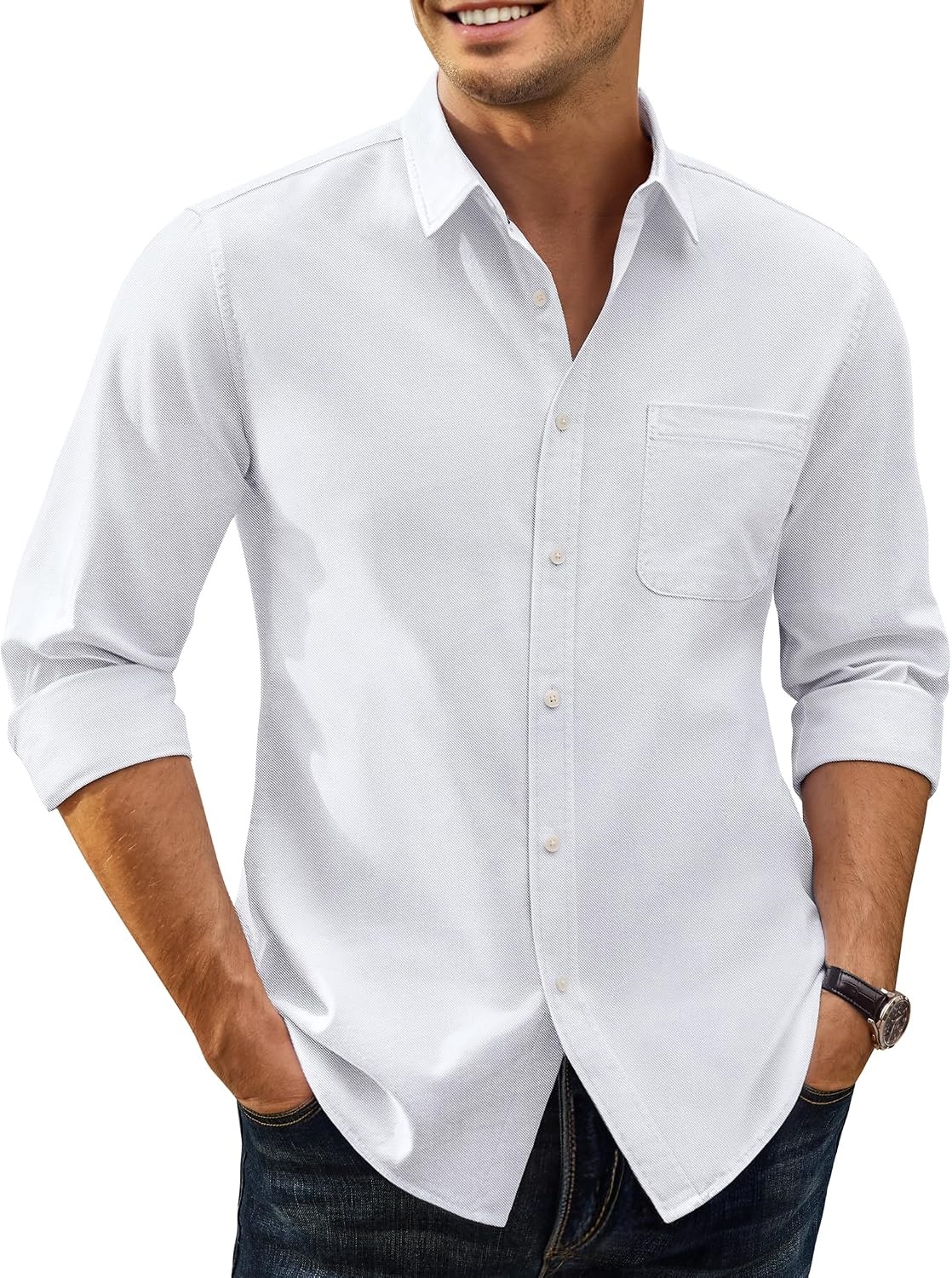image:imageAlimens amp Gentle Mens Oxford Shirts Solid Long Sleeve Dress Shirt for Men