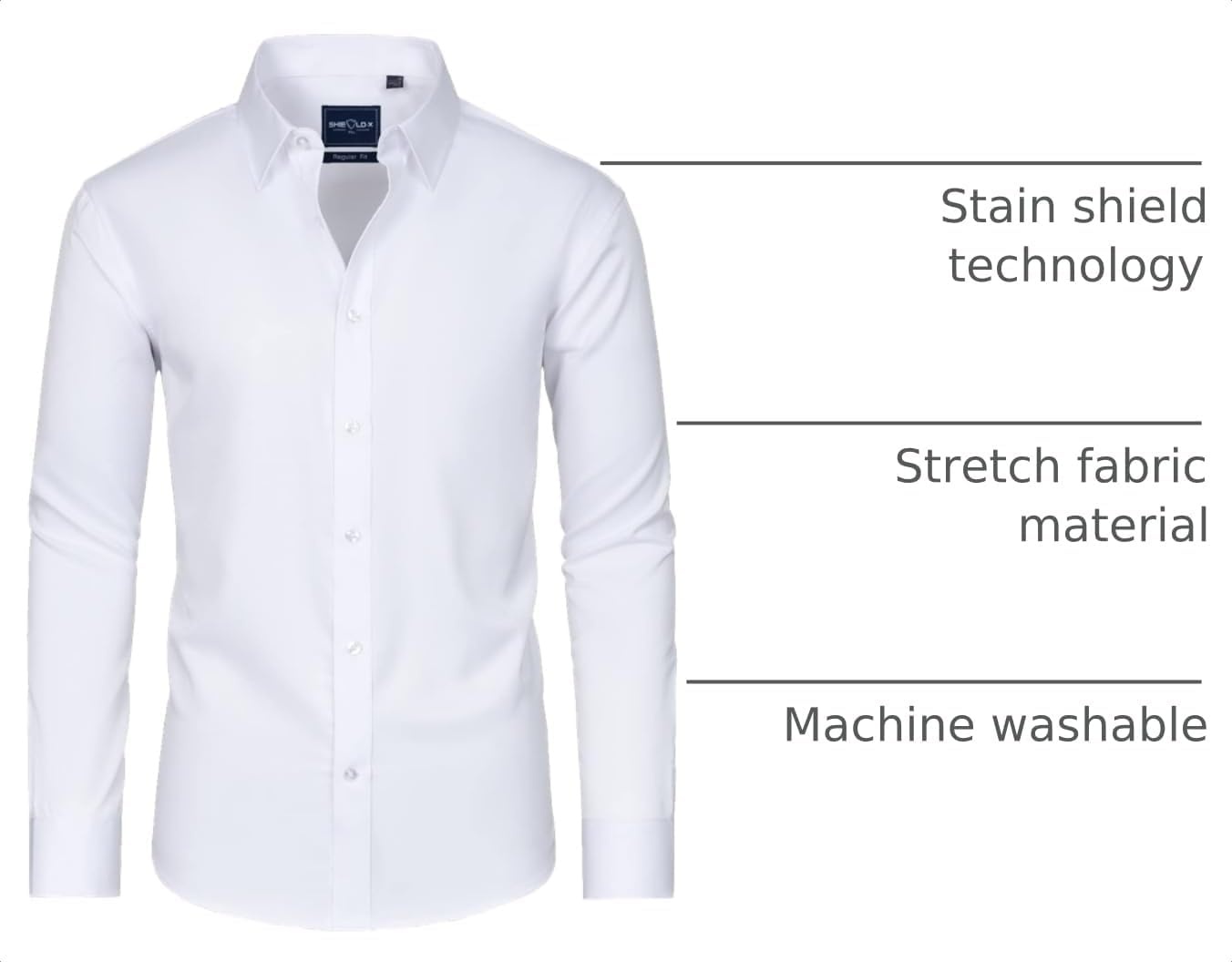 image:imageAlimens amp Gentle Mens Stain Shield Dress Shirts Slim Fit Button Down ShirtAll White