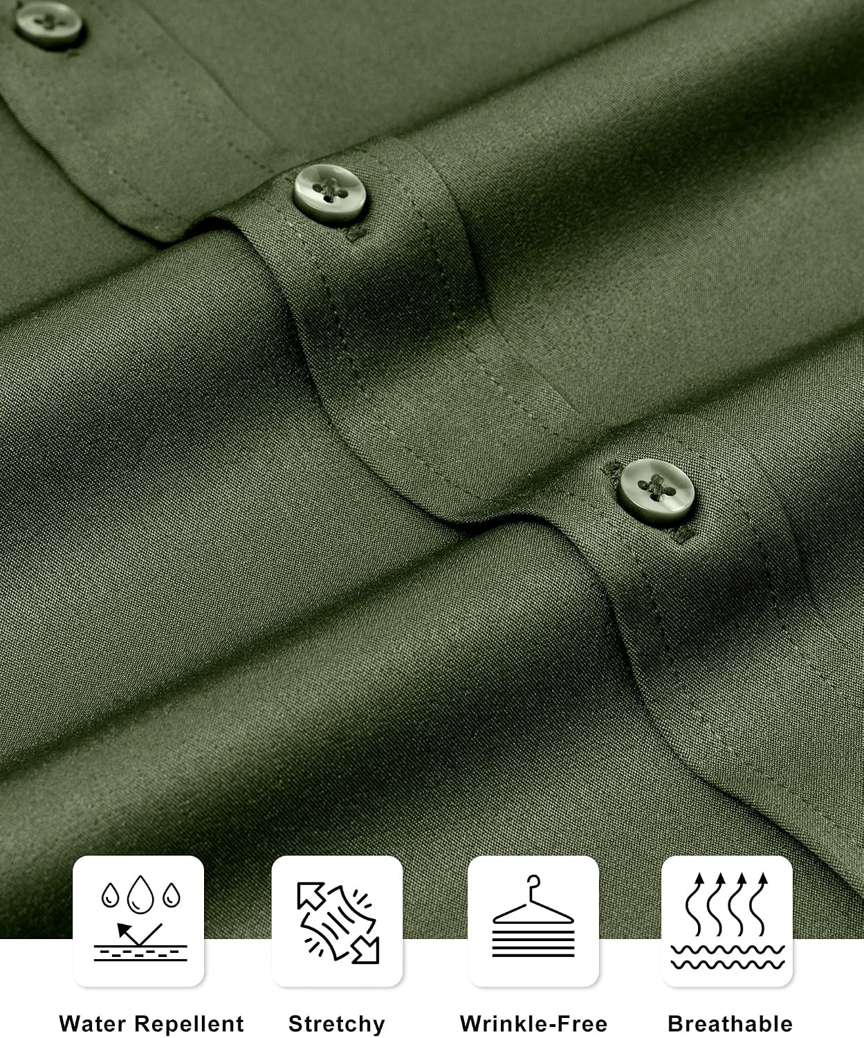 image:imageAlimens amp Gentle Mens Stain Shield Dress Shirts Slim Fit Button Down ShirtArmy Green