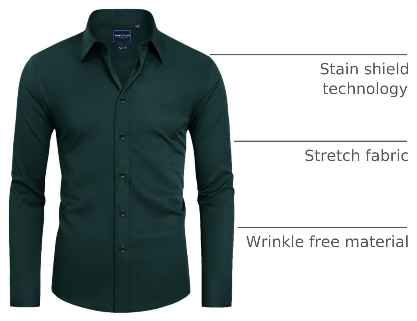 image:imageAlimens amp Gentle Mens Stain Shield Dress Shirts Slim Fit Button Down ShirtDark Green